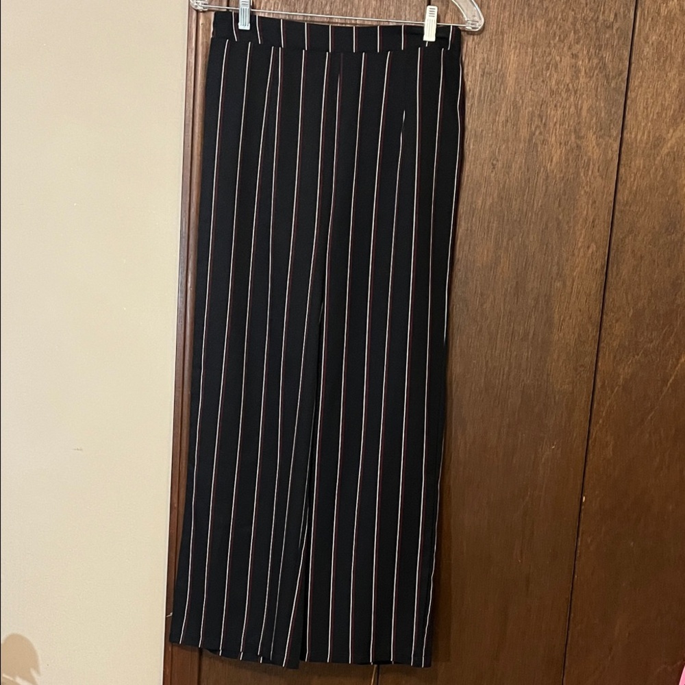 Lottie Moss Elegant Black with Red and White Striped Wide Leg women’s Pants MP